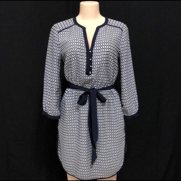 Banana Republic Tie Tunic Print Sleeve Dress - Picture 2 of 3